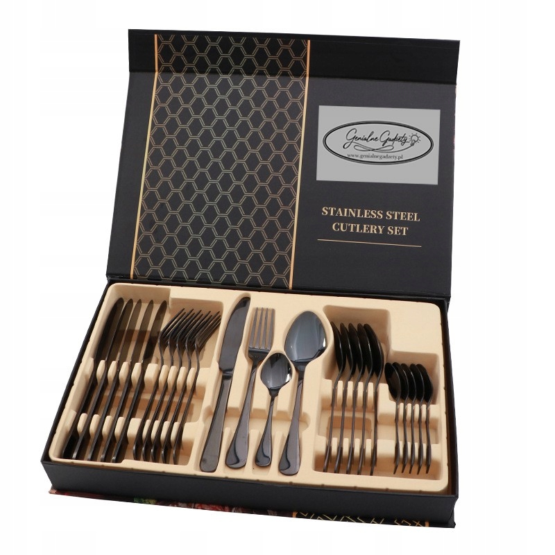 Komplet sztućców 24 elementów czarny AA011