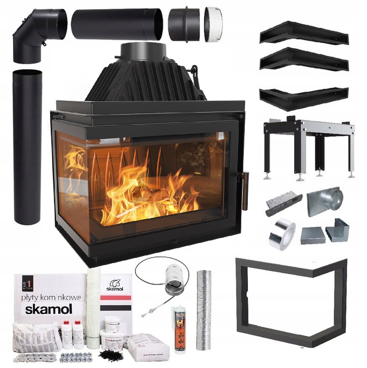 Krbová Rohová Krbová Vložka Simple 15 Levá Eko Sada Trubky Lufty Desky