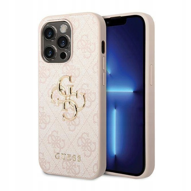 Pouzdro pro iPhone 15 Pro Guess 4G Big Metal Logo růžové