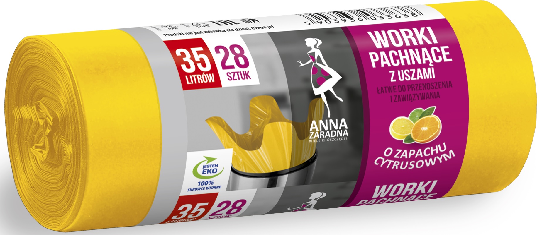 

Worki Na Śmieci Z Uszami Cytrusowe 35L 28szt