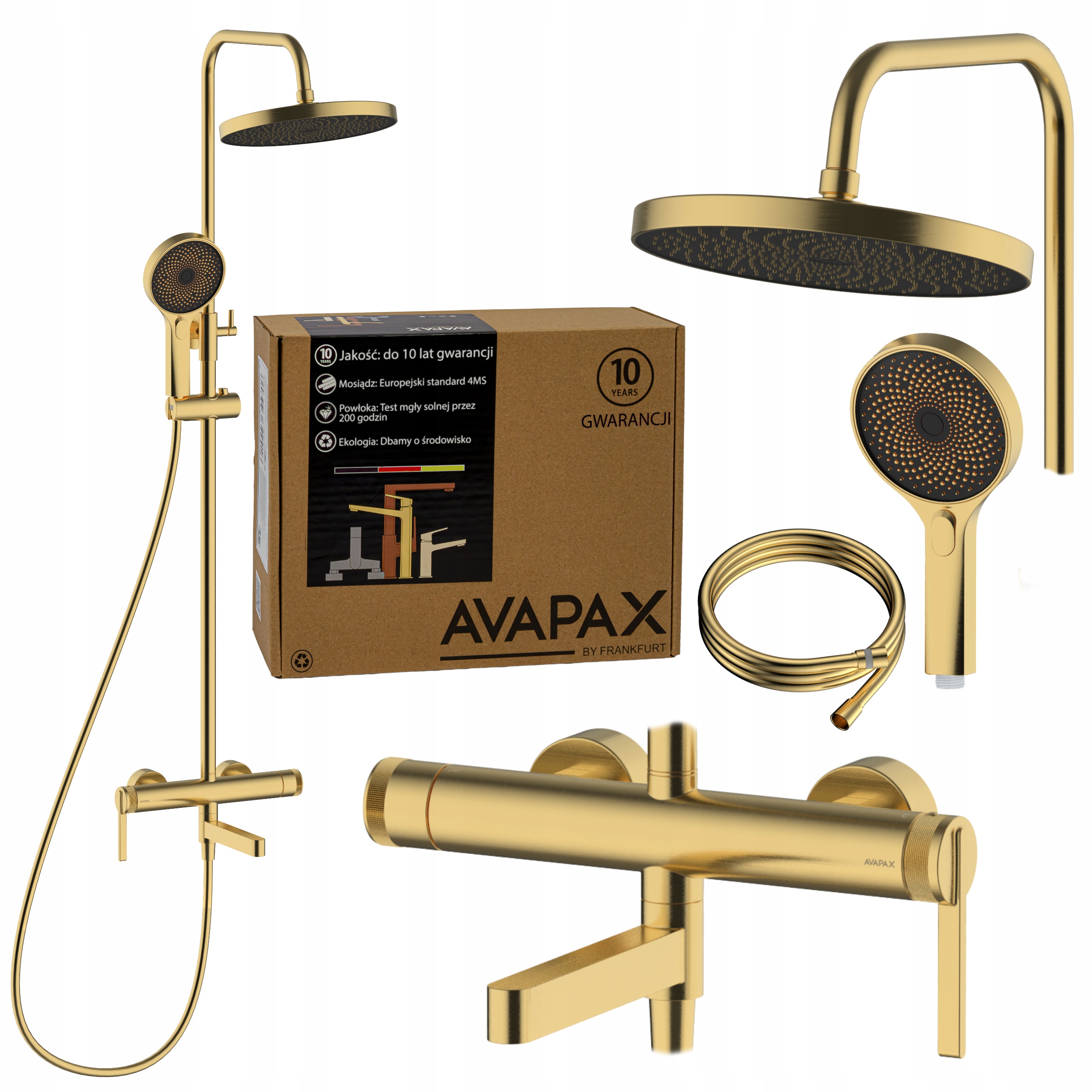 Sprchový set Regulovatelný sprchový sloup Zlatý kartáčovaný Gold