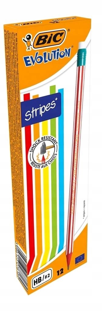 OŁÓWEK EVOLUTION Z GUMKĄ STRIPES 646 HB (12SZT)