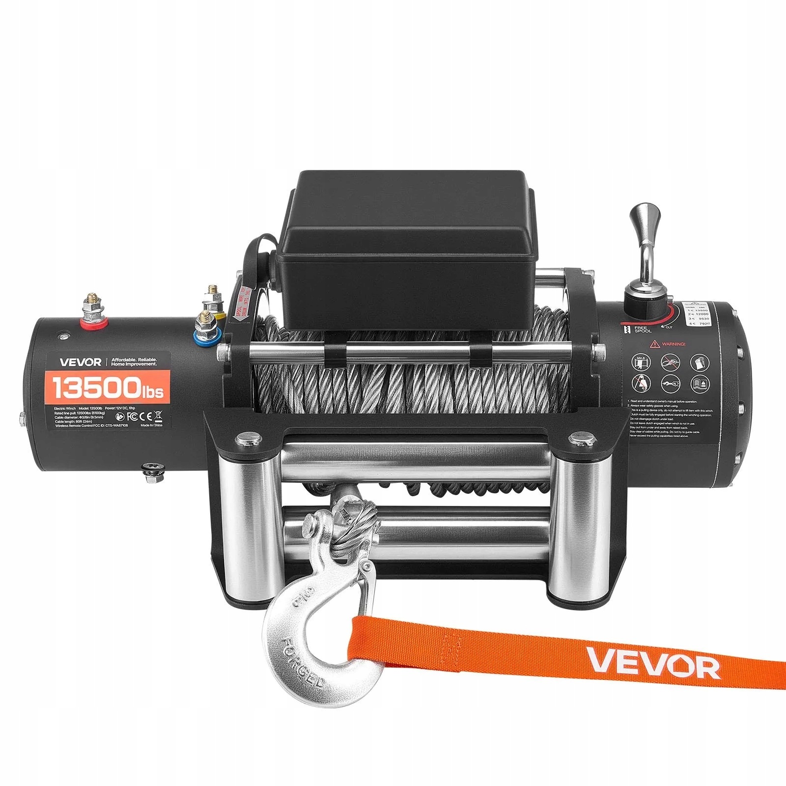 Elektrický výkonný navijak Suv Jeep s odťahovou tyčou štvorkolka 6100 kg, oceľové lano