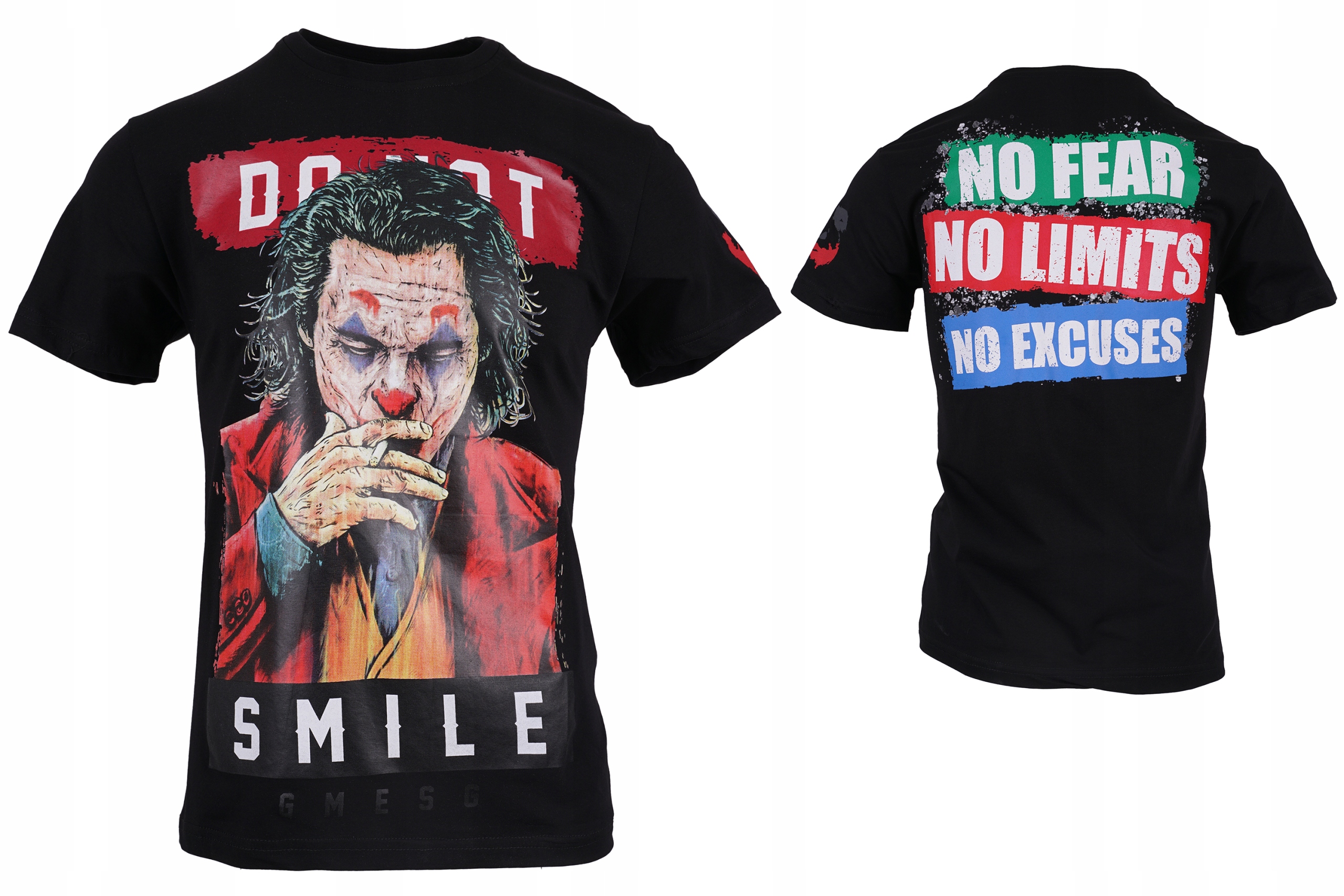 

T-shirt Czarny Męsk Koszulka Joker Smile Na Lato S