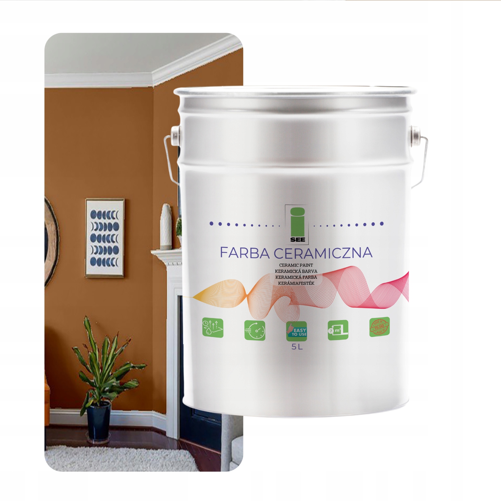 Keramická Farba Na Steny Umývateľná Hnedá Béžová 5 L Odolná Voči Škvrnám