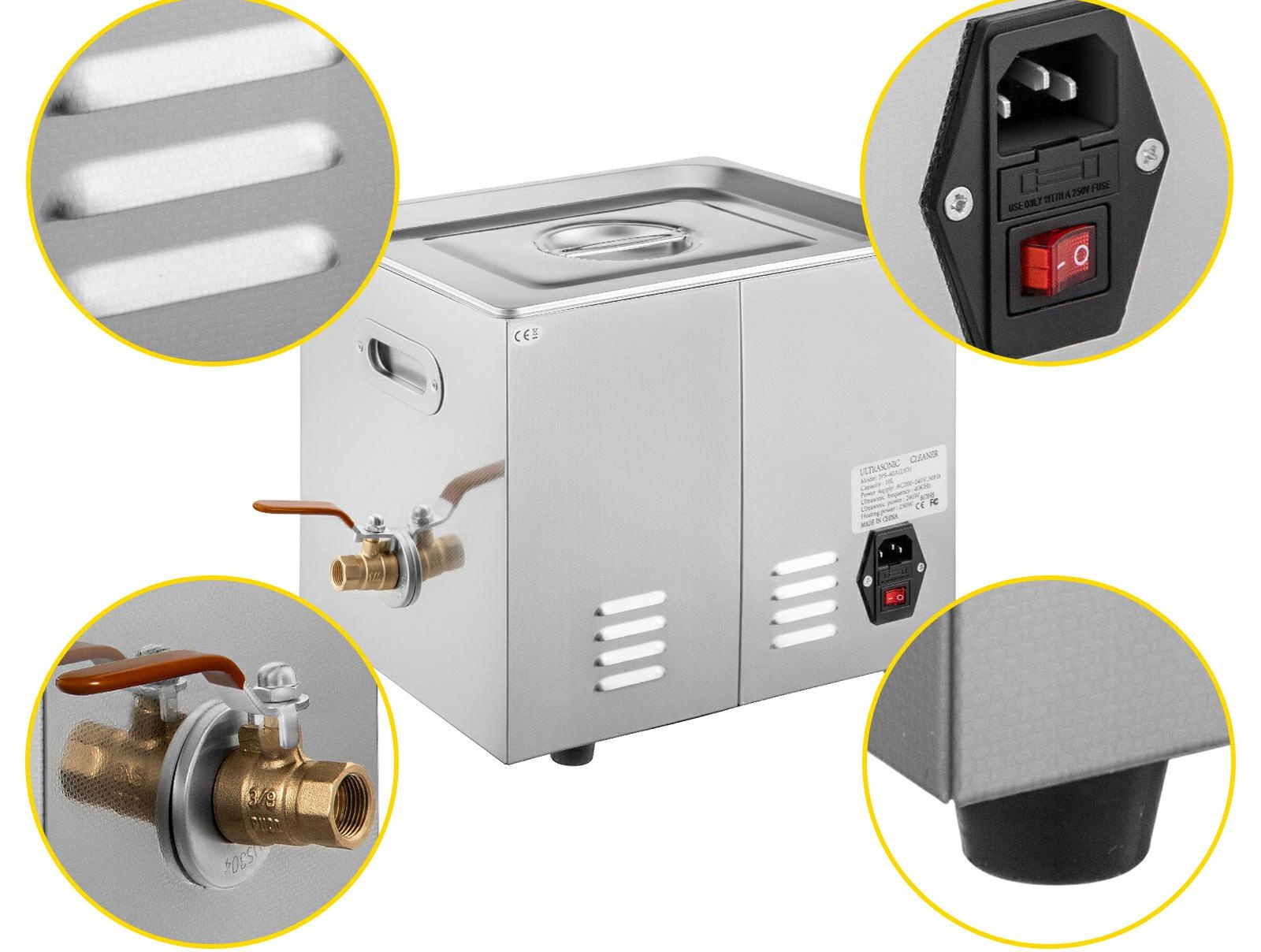 VEVOR 6L Myjka Ultradzwiekowa 200W 40KHz z Kosz Mark Other