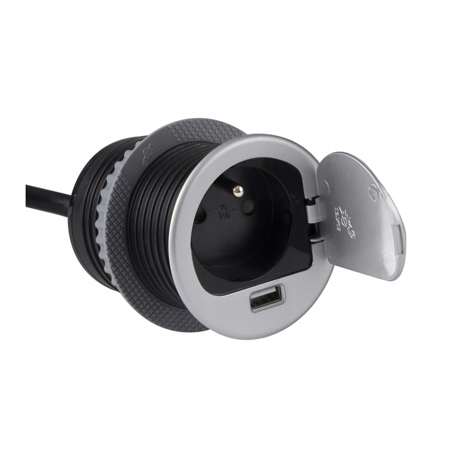 Zapuštěná Nábytková Zásuvka Single Box 230V Alu