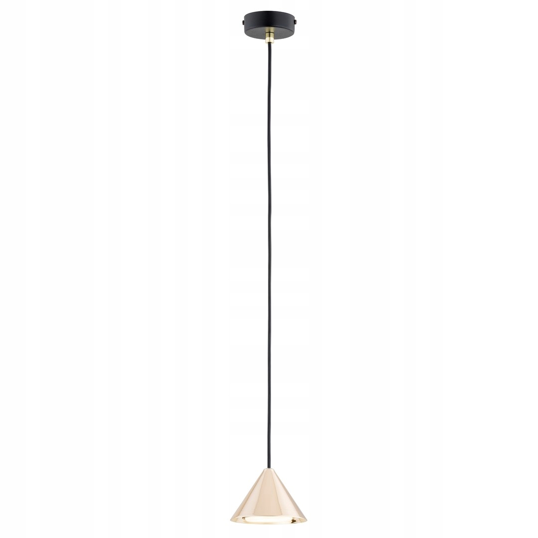 Černá závěsná lampa Marina s visícím stínidlem, zlatý kužel 1xGX53 Nastavitelná