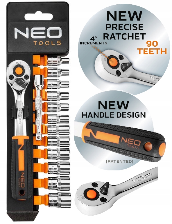 

Neo Klucze nasadowe 1/4' zestaw 14 szt. 10-000