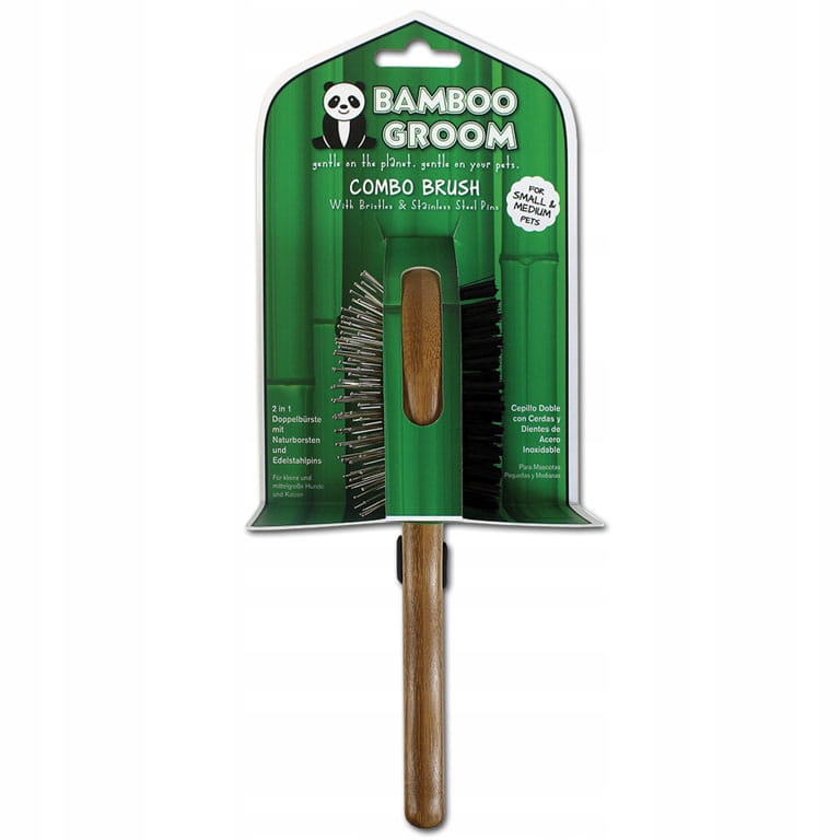 Bamboo Groom Szczotka 2w1 włosie igły do czesania-Zdjęcie-0
