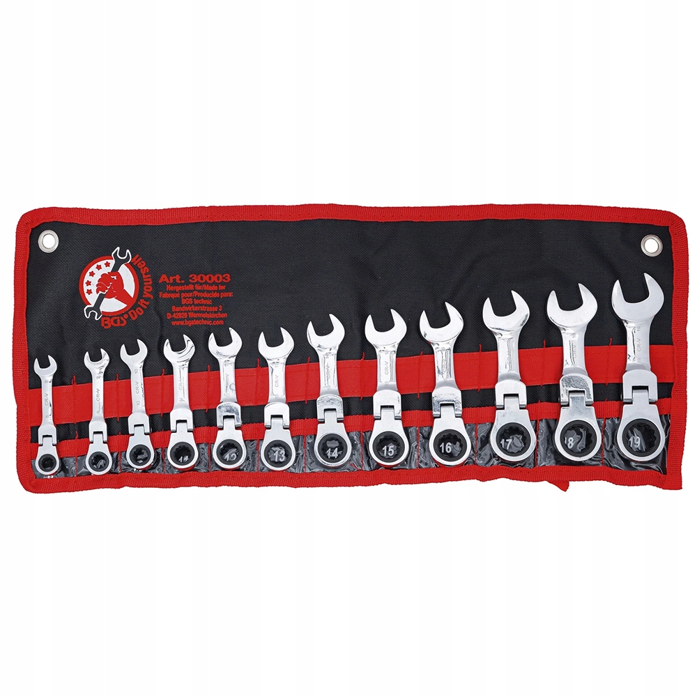 Sada 12 plochých kľúčov s račňou 8-19 mm Bgs Diy 30003