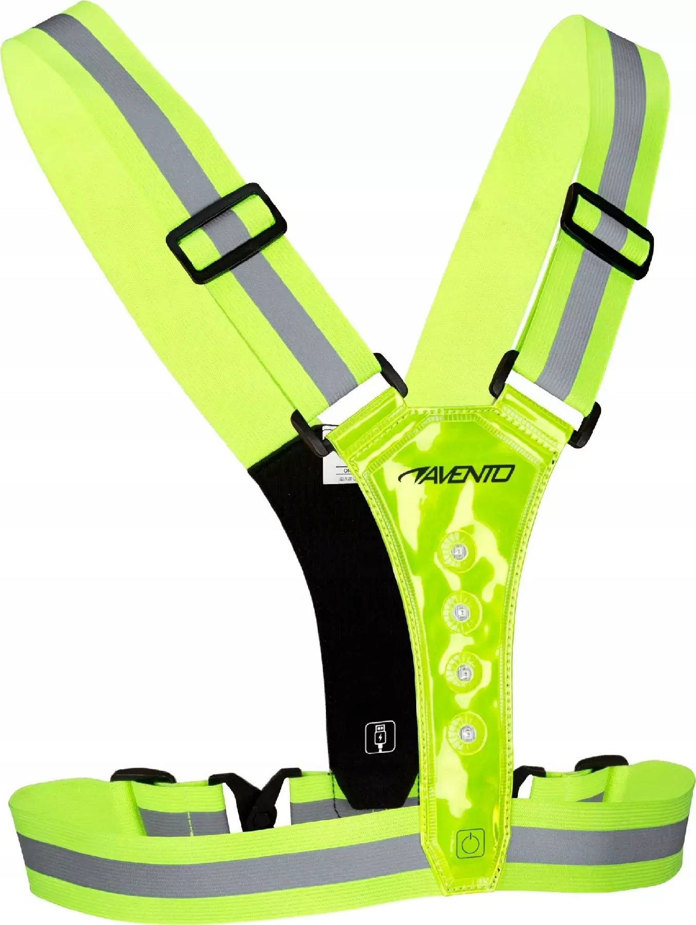 Szelki odblaskowe na akumulator LED kamizelka do biegania rower AVENTO 82lm Stan opakowania oryginalne