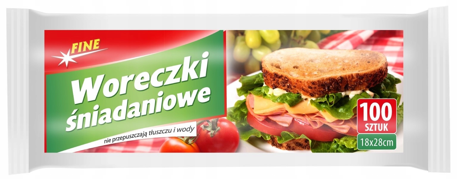 

Woreczki Śniadaniowe 18x28cm Torebki 100 szt. Fine