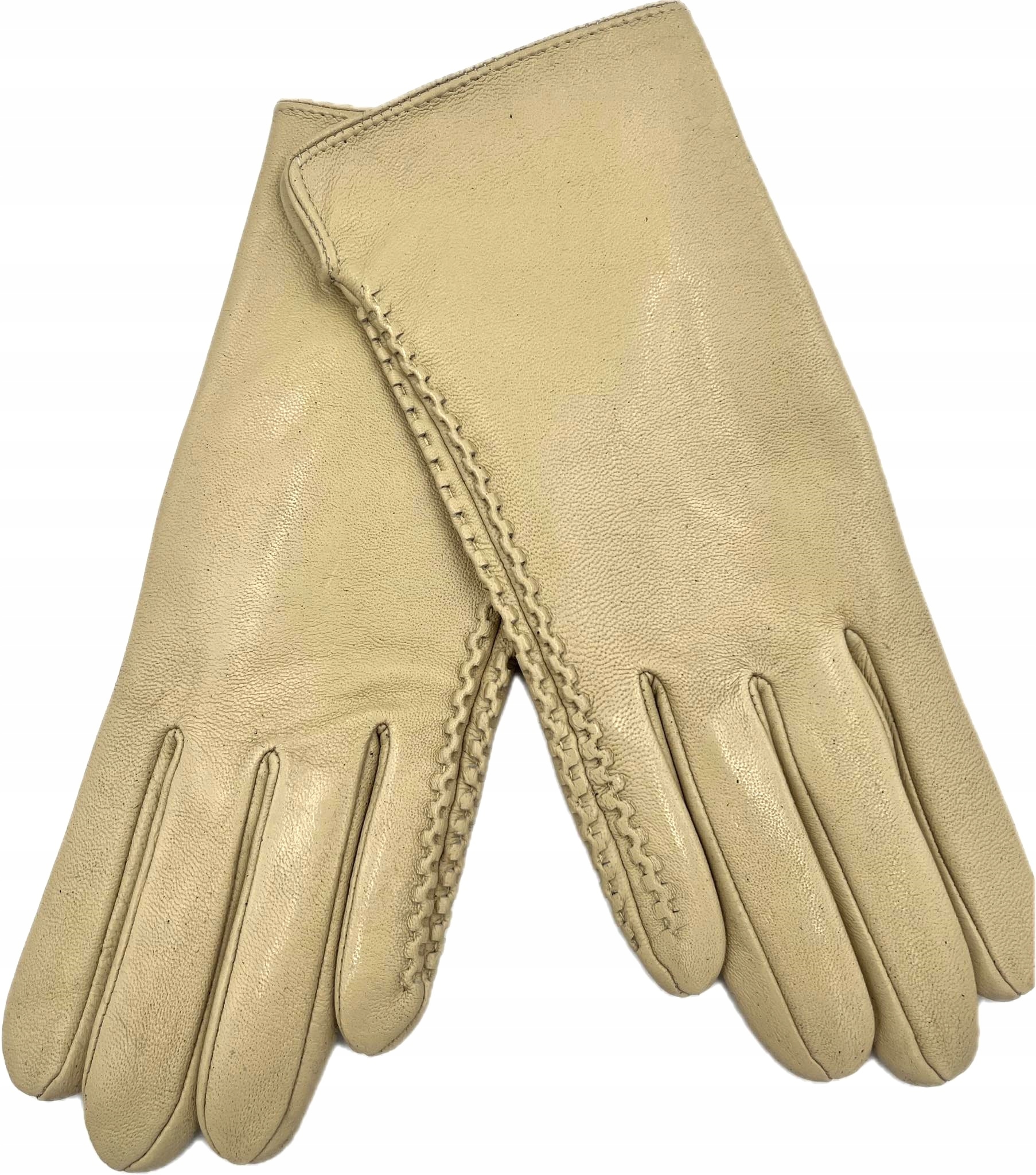 Rękawiczki beżowe CIELISTE ecru ocieplane SKÓRZANE DAMSKIE NOWOŚĆ 8 XL