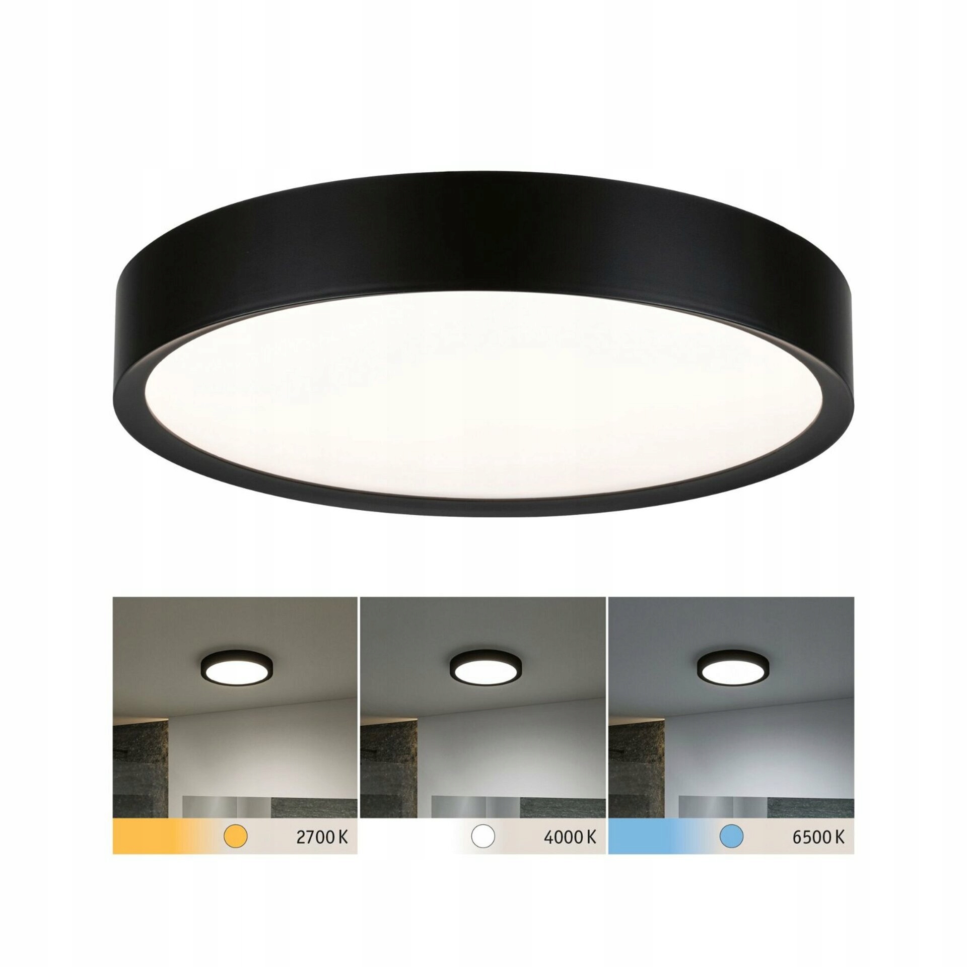 Paulmann Tega Led stropné svietidlo IP44 22,5W Cct čierna mat, okrúhle