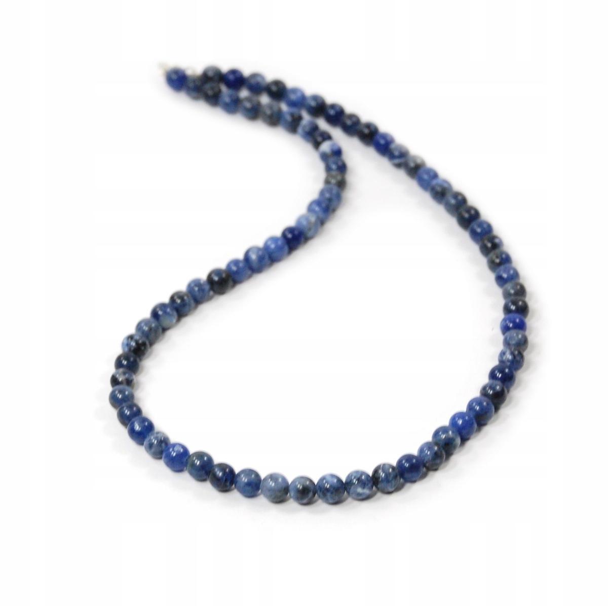 Naszyjnik damski naturalny niebieski Sodalit gładkie kulki 6mm srebro 925
