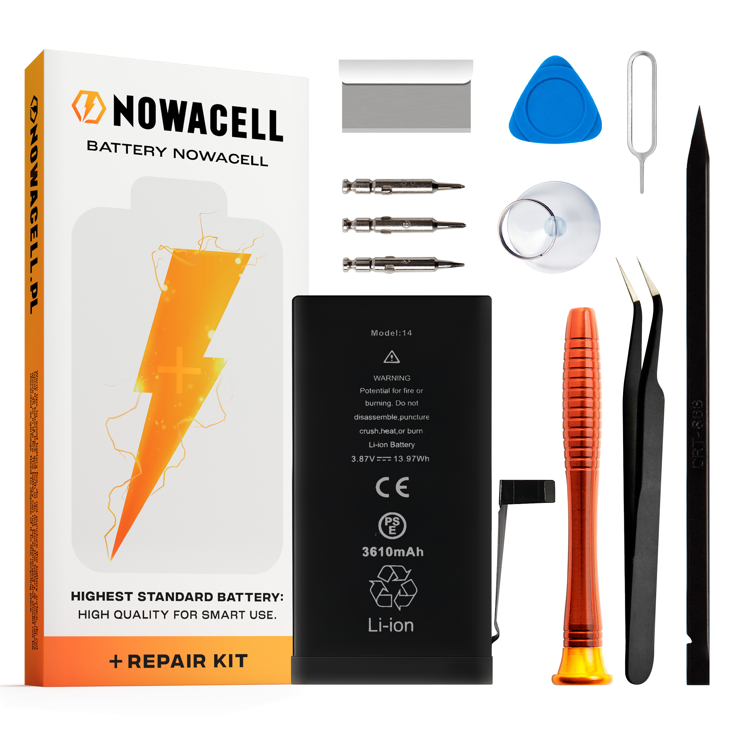 Bateria do iPhone 14 Większa Pojemność 3600 mAh Zestaw Nowacell