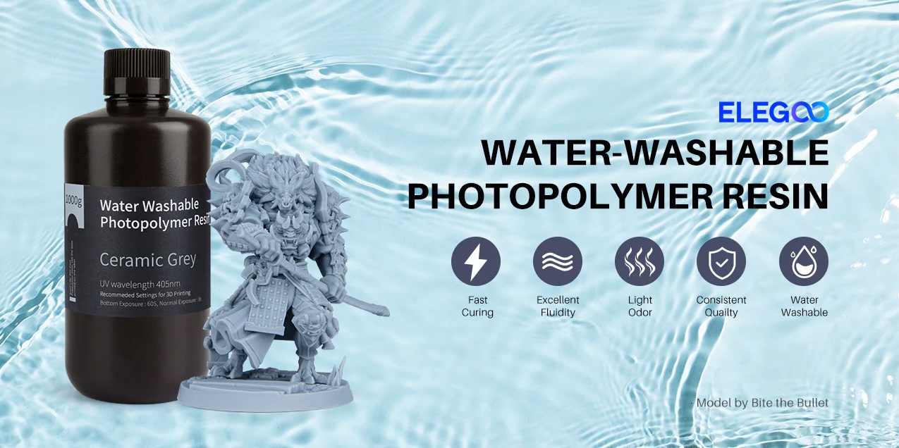 Żywica do Drukarki 3D UV ELEGOO Water Washable Szara Ceramic Grey 1KG 1L Producent Elegoo