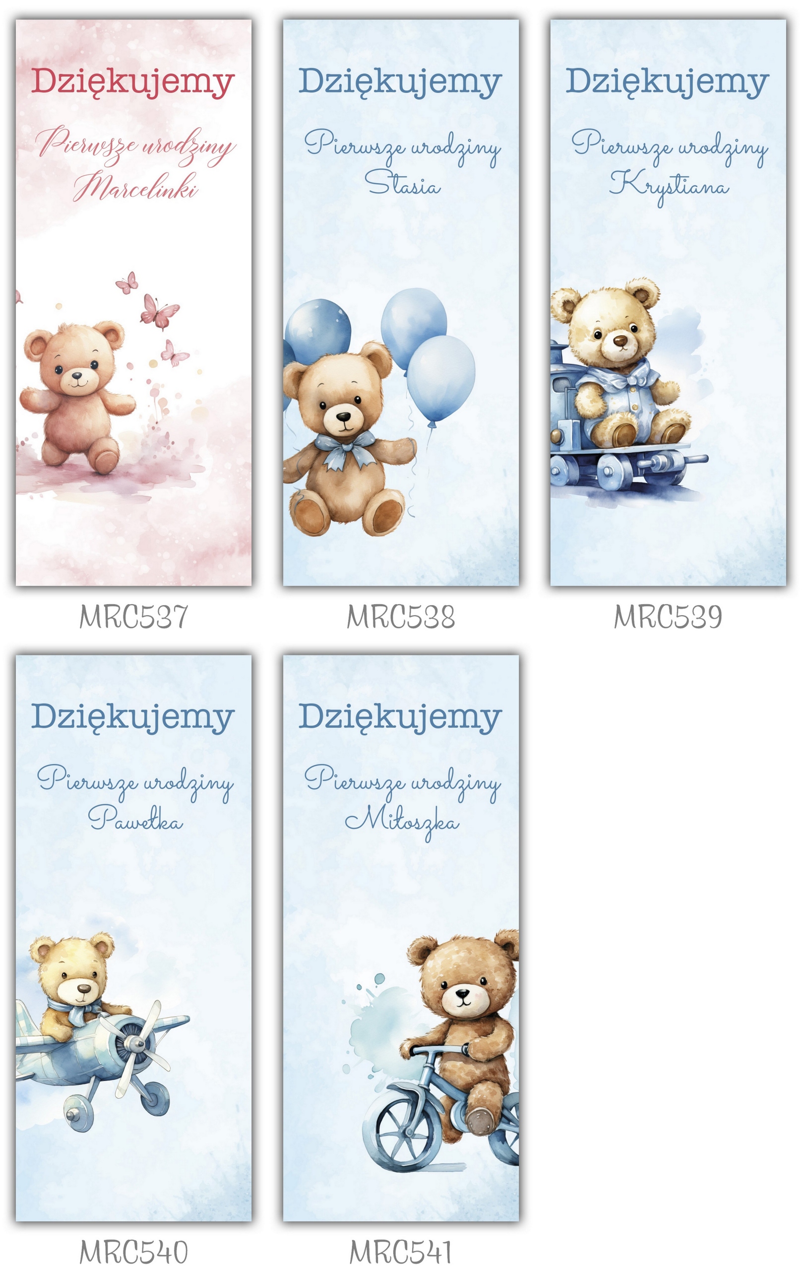 Podziękowanie dla gości MERCI 1 2 3 4 5 urodziny roczek 5szt Stan opakowania brak opakowania