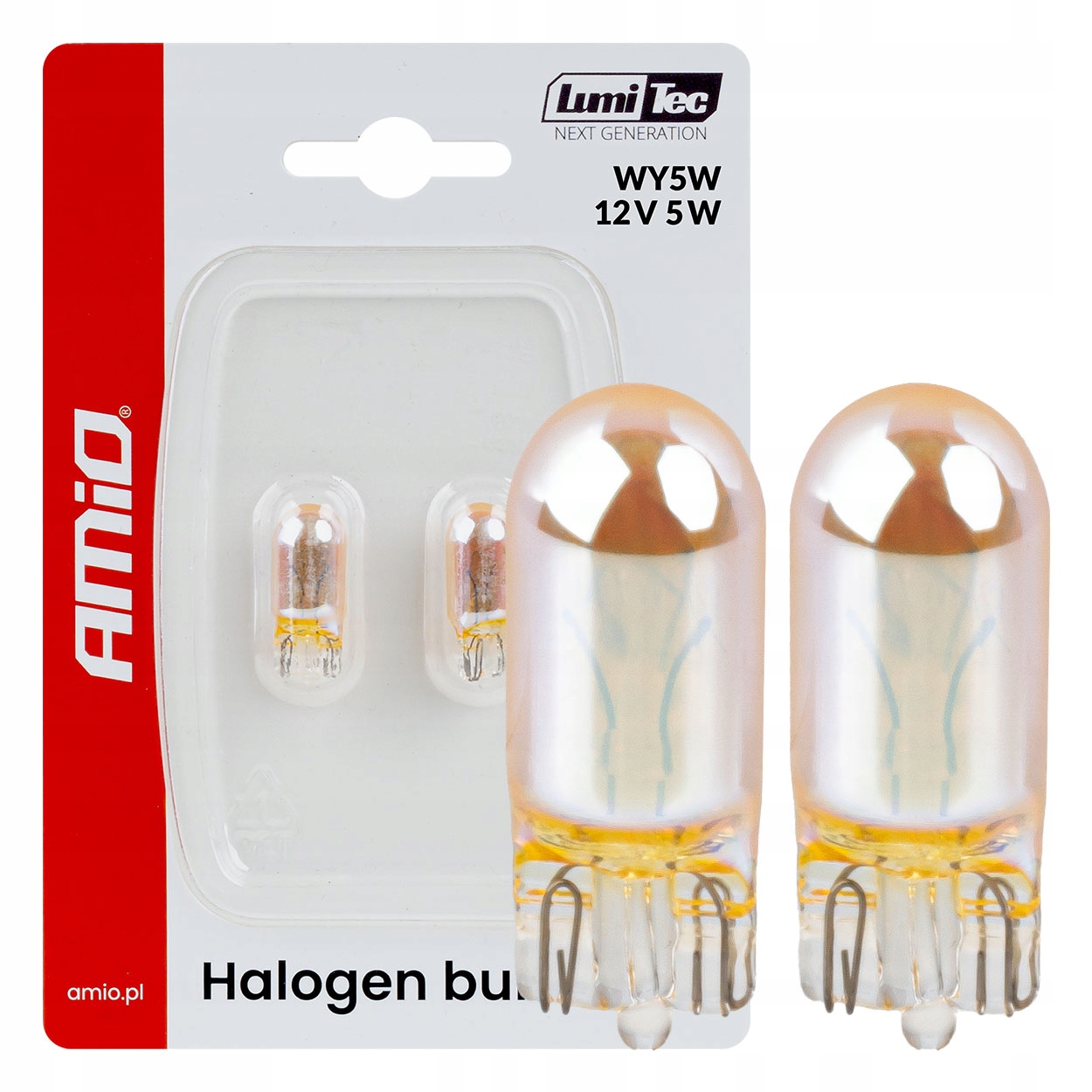 *2 Sztuki* Żarówka WY5W 12V5W LumiTec pomarańczowe chrom AMIO-04626