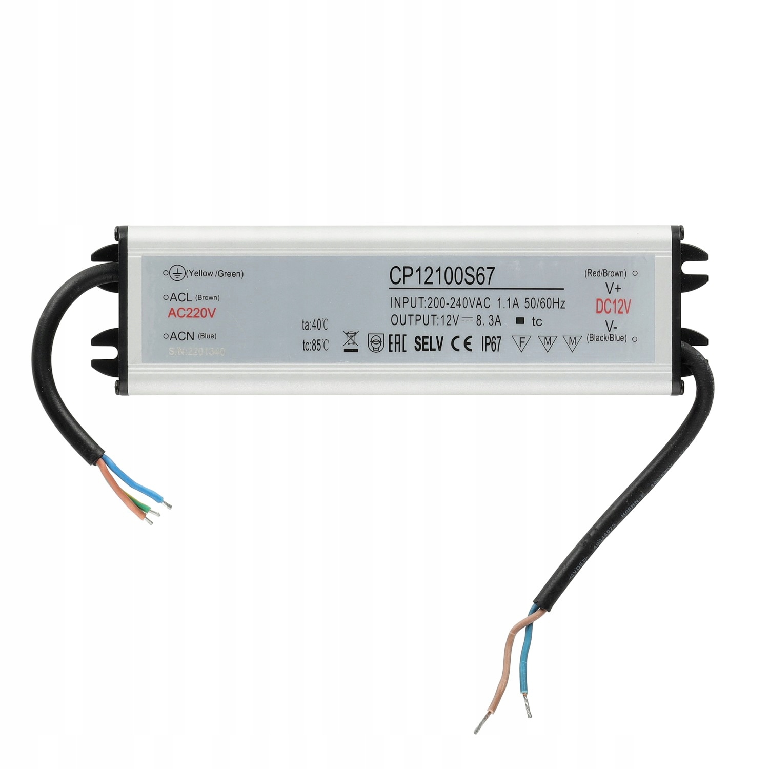Led zdroj pro instalaci Led pásků 12V 100W 8,3A IP67