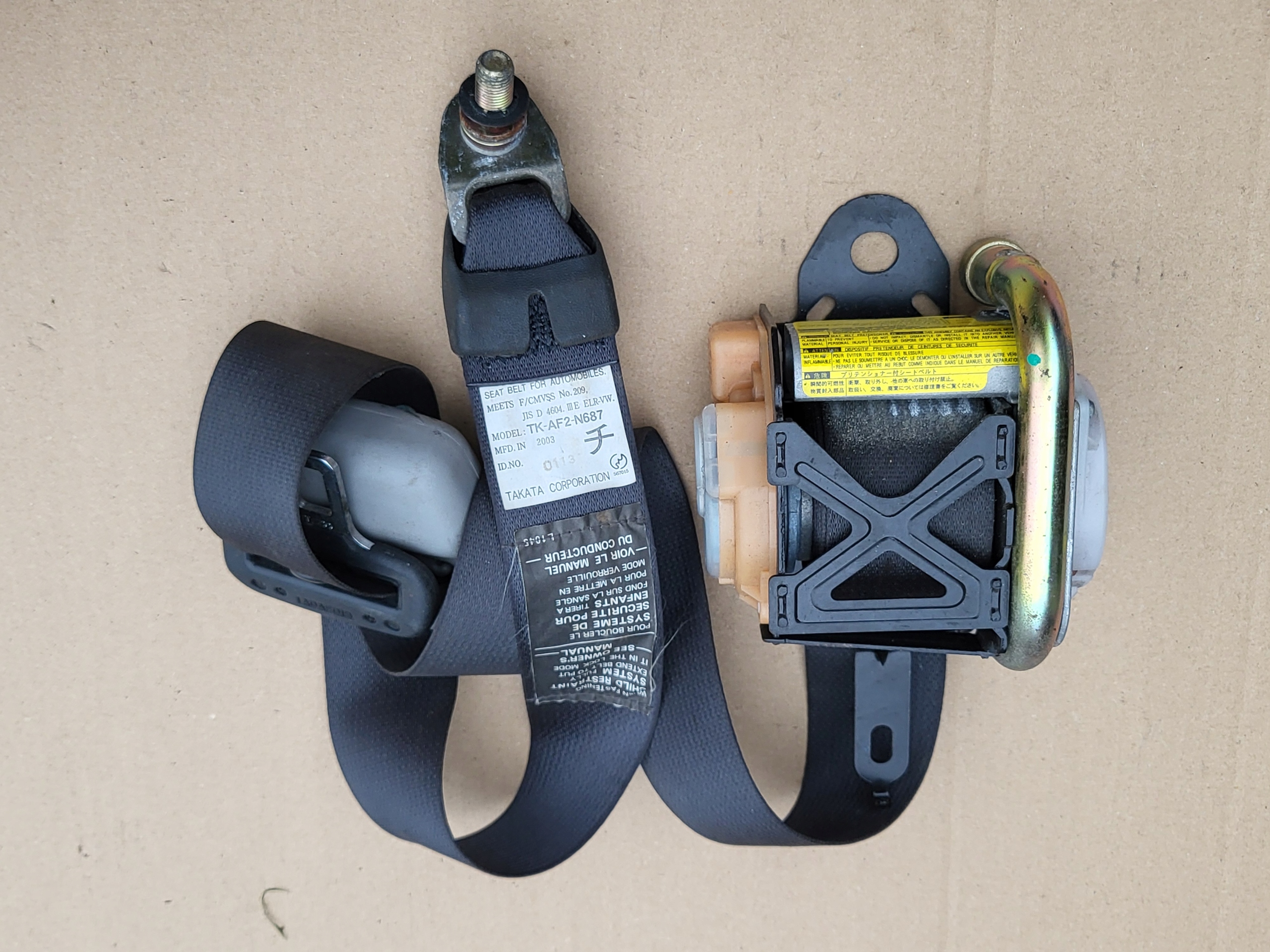tension belt safety right front MITSUBISHI OUTLANDER OE TK-AF2-N687