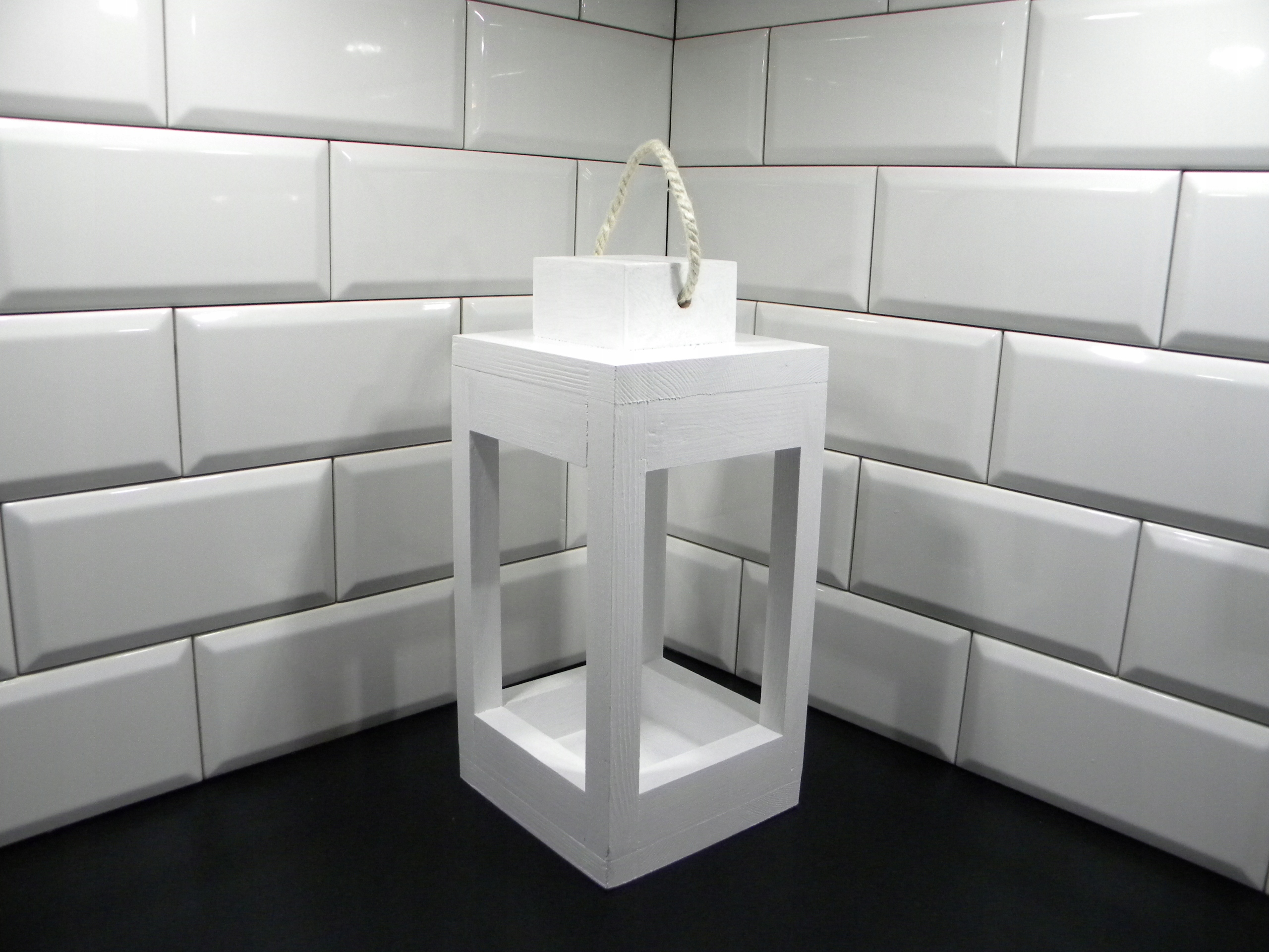 Lampion drewniany latarnia 70 cm biały Marka inna