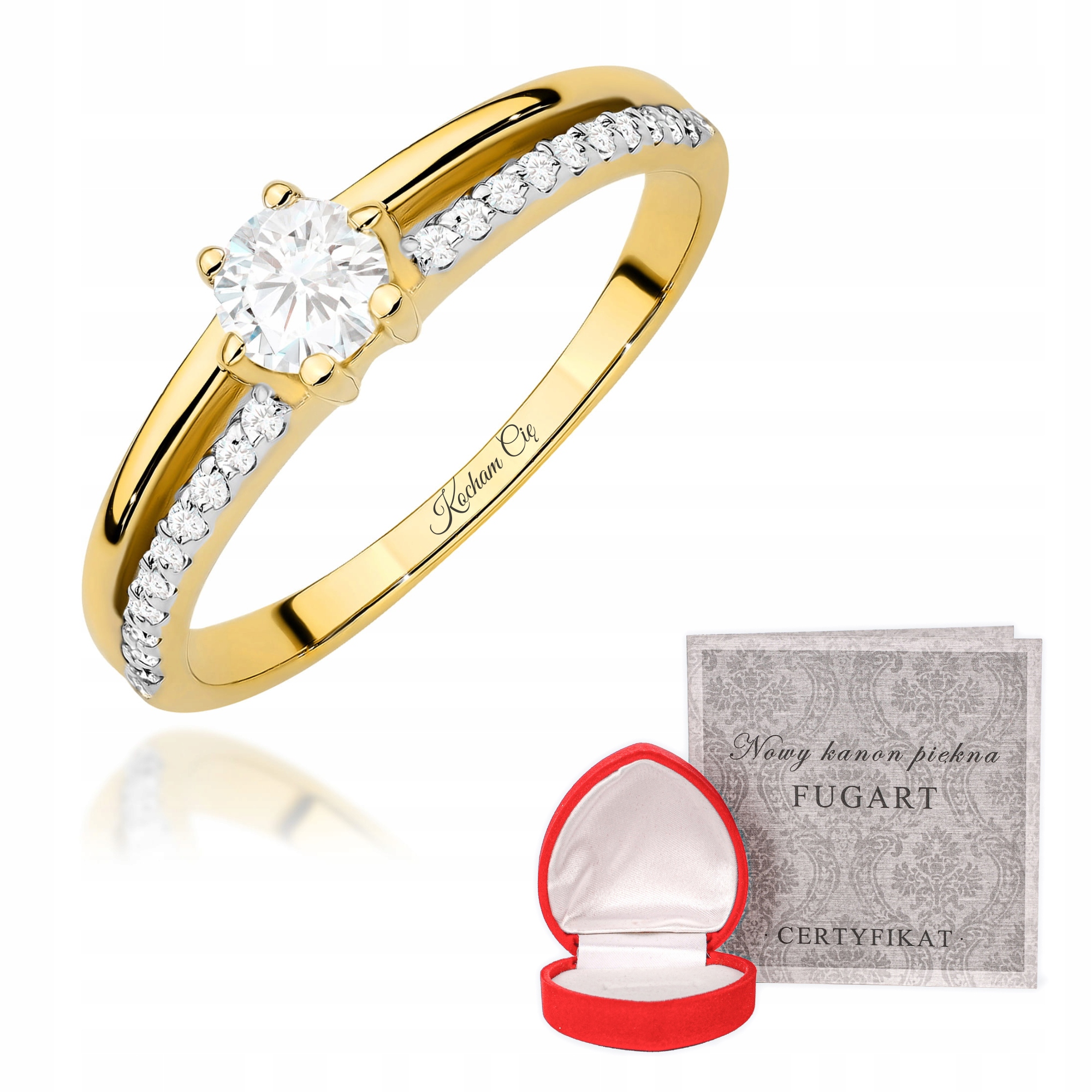 Prstýnek Zásnubní Prsten 585 S Diamanty 0,40 KArátu, Gravírování Bonus r16