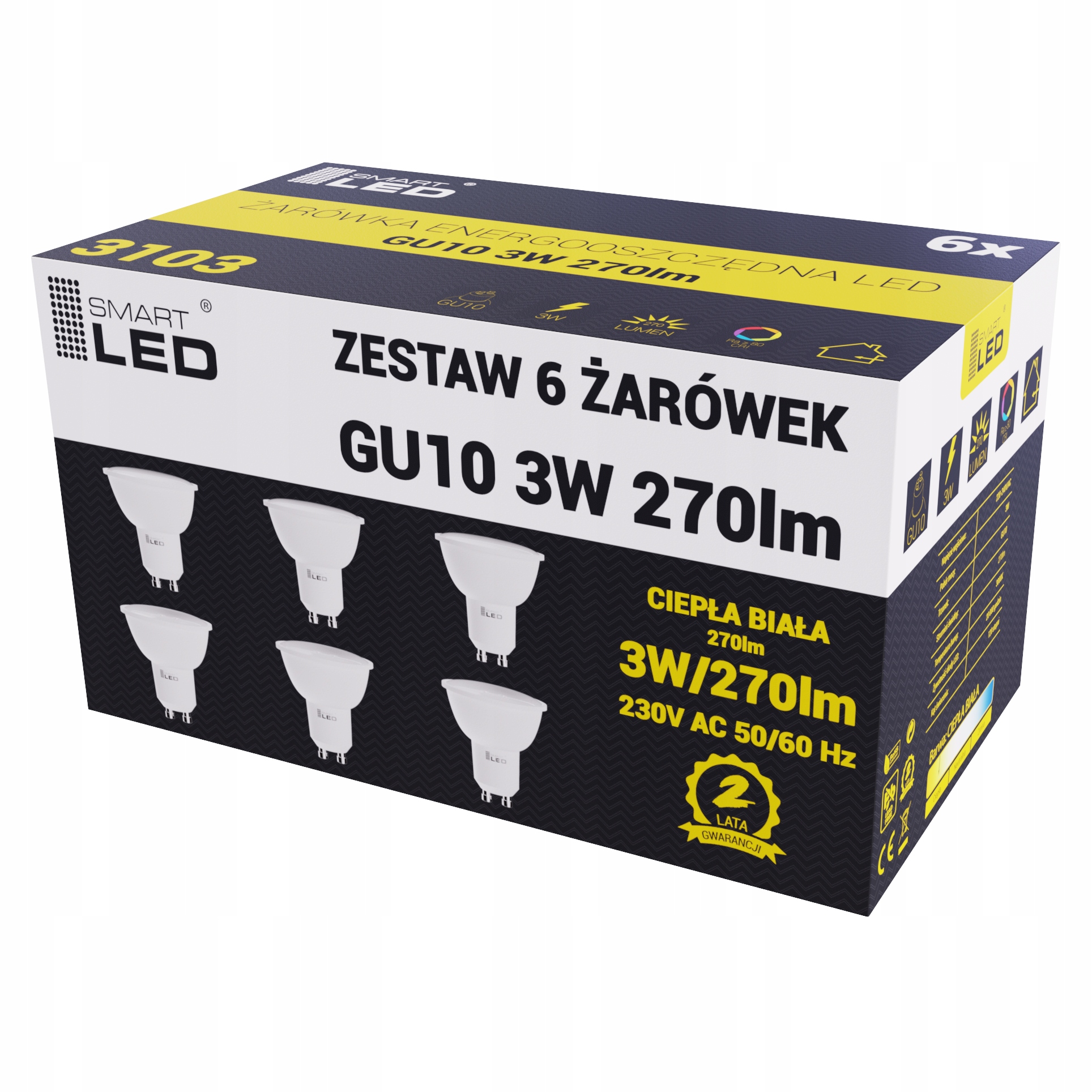 

Żarówka Led GU10 3W Ciepła Biała 3000K