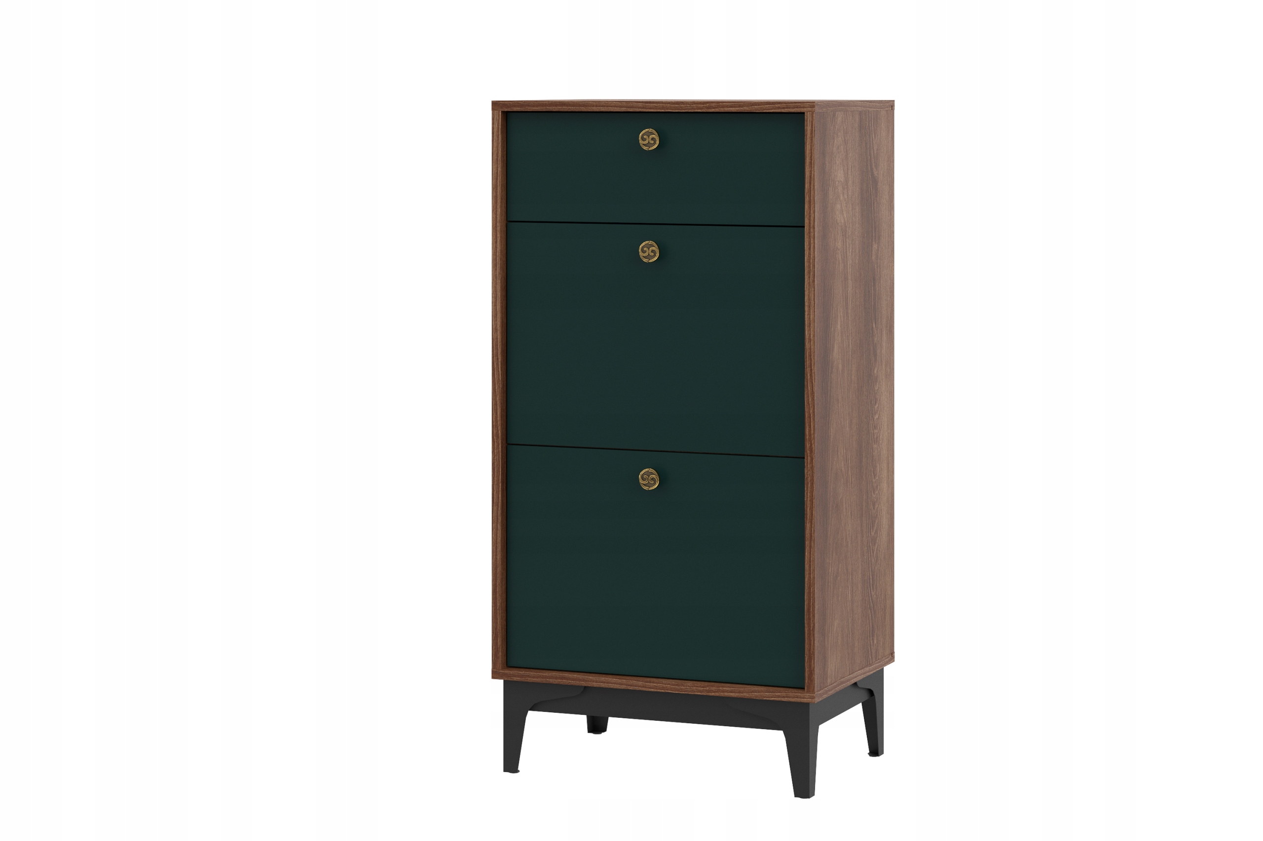 Komoda 54 cm kasztan zielony do salonu/biura Brass KM-4