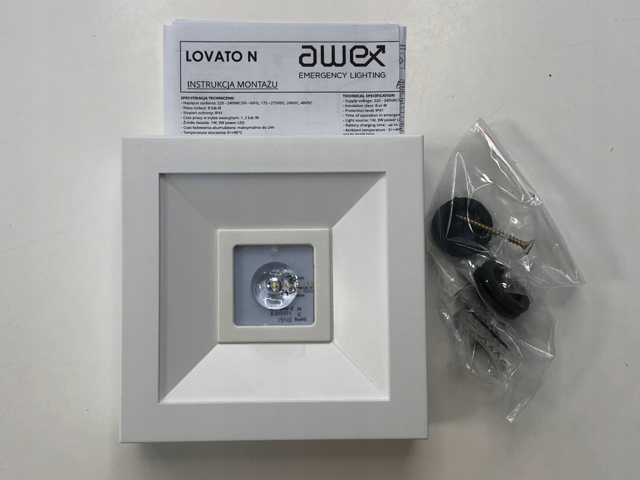AWEX LOVATO oprawa awaryjna natynkowa 2W 1H AT biała Marka Awex