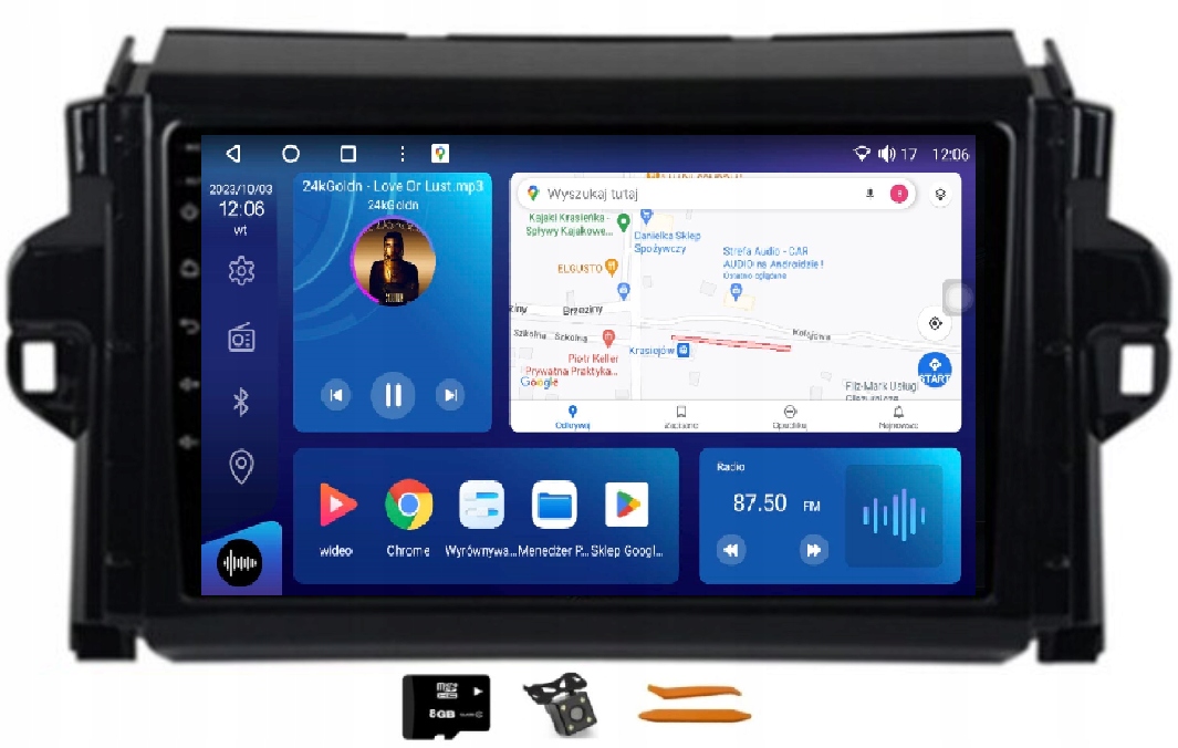 Radio Android Nawigacja Qled Carplay 128GB Lte Gps Toyota Fortuner 2 15-20