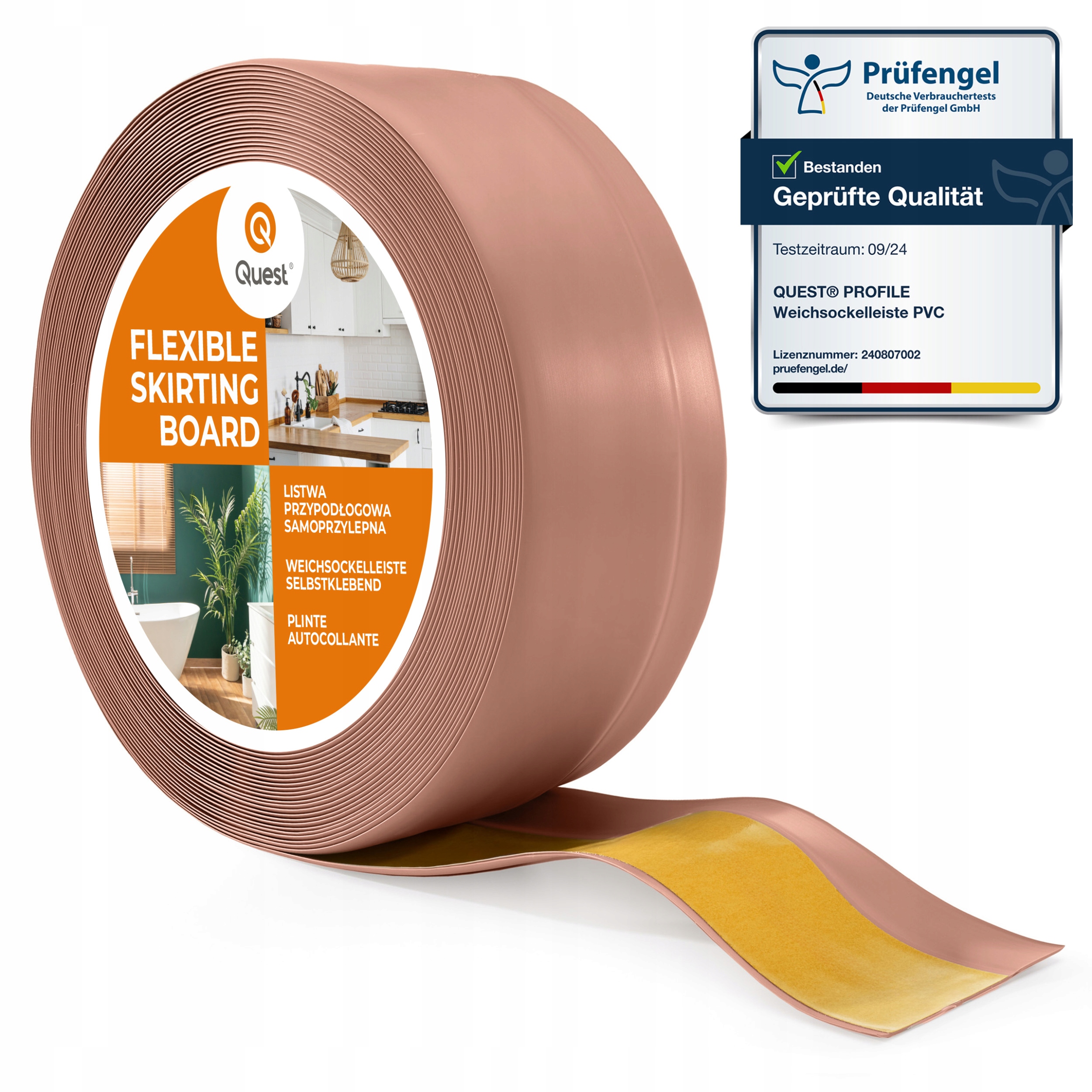 Samolepiaca podlahová lišta z Pvc 50x20 mm staroružová 5 m a pružná