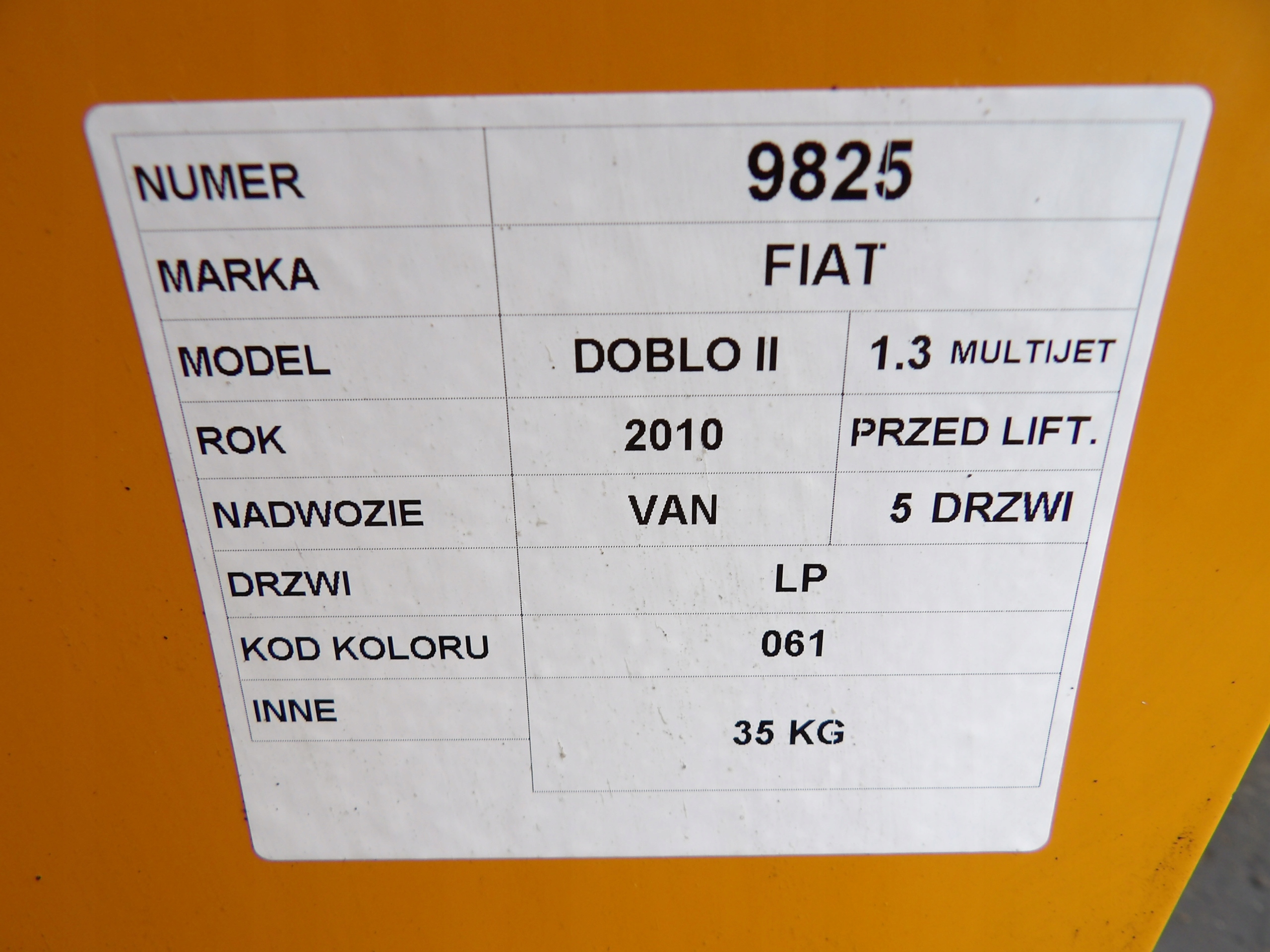 Fiat Doblo II door front left lak. 061