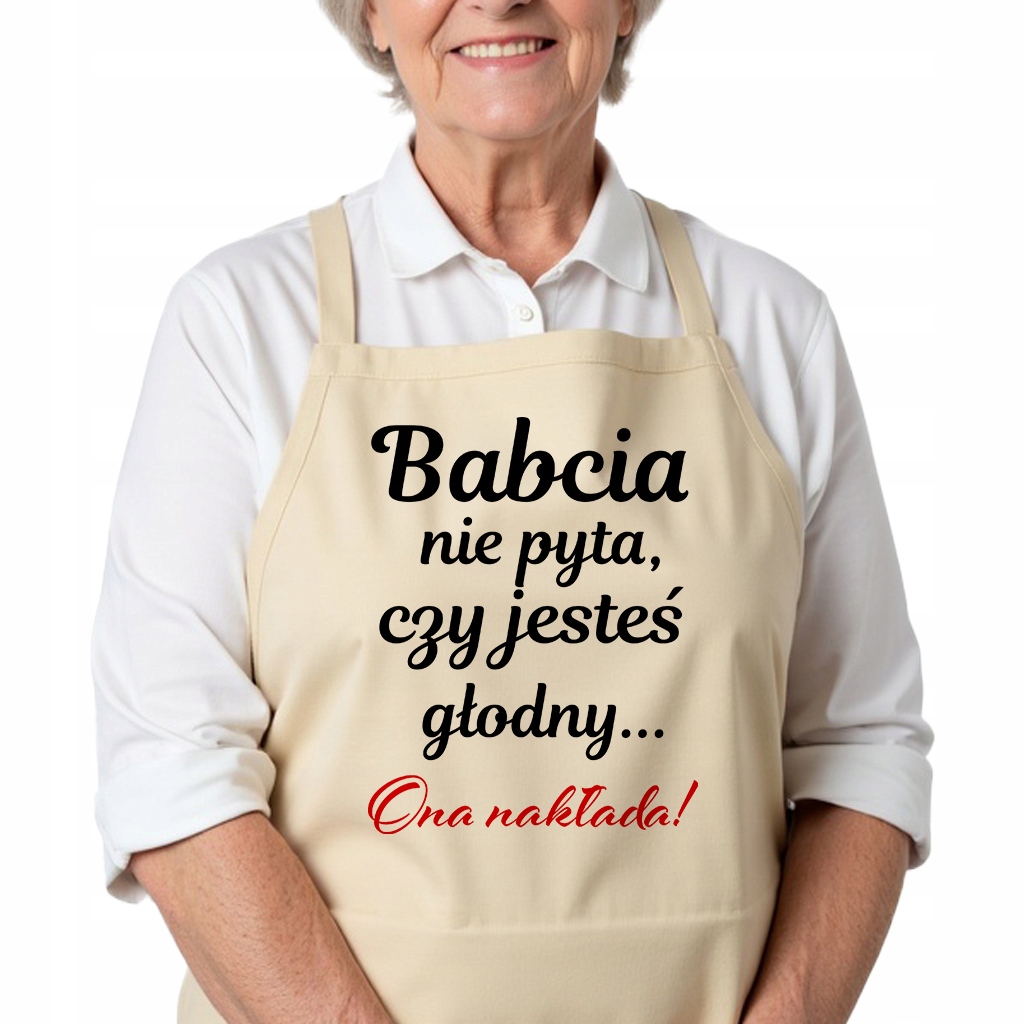 Kuchyňská zástěra Béžová Dárek k Vánocům pro babičku Babička se neptá