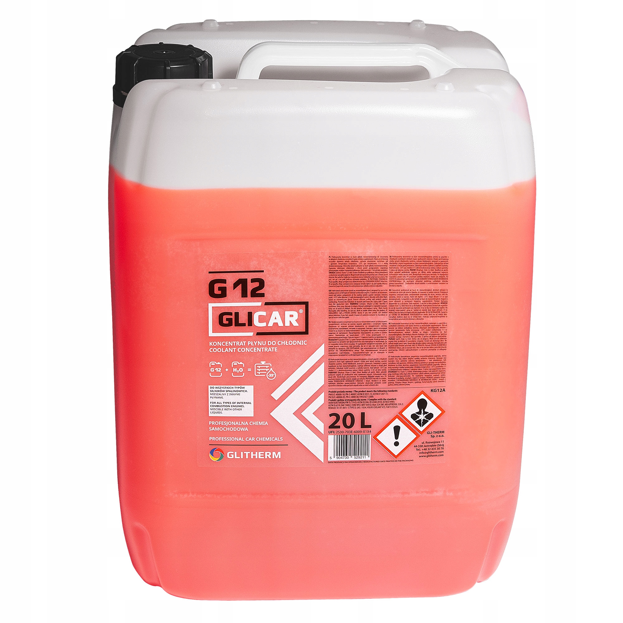 Koncentrat płynu do chłodnicy czerwony G12 20L do -35°C, bez gliceryny