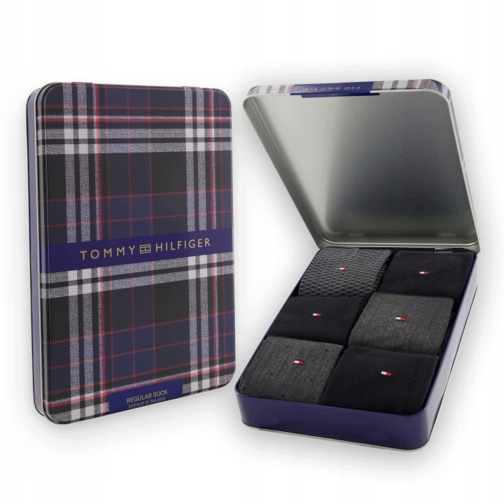 Ponožky Tommy Hilfiger Pánské 6 Párů Giftbox 6 Pak Dárek vel. 43-46 Černé