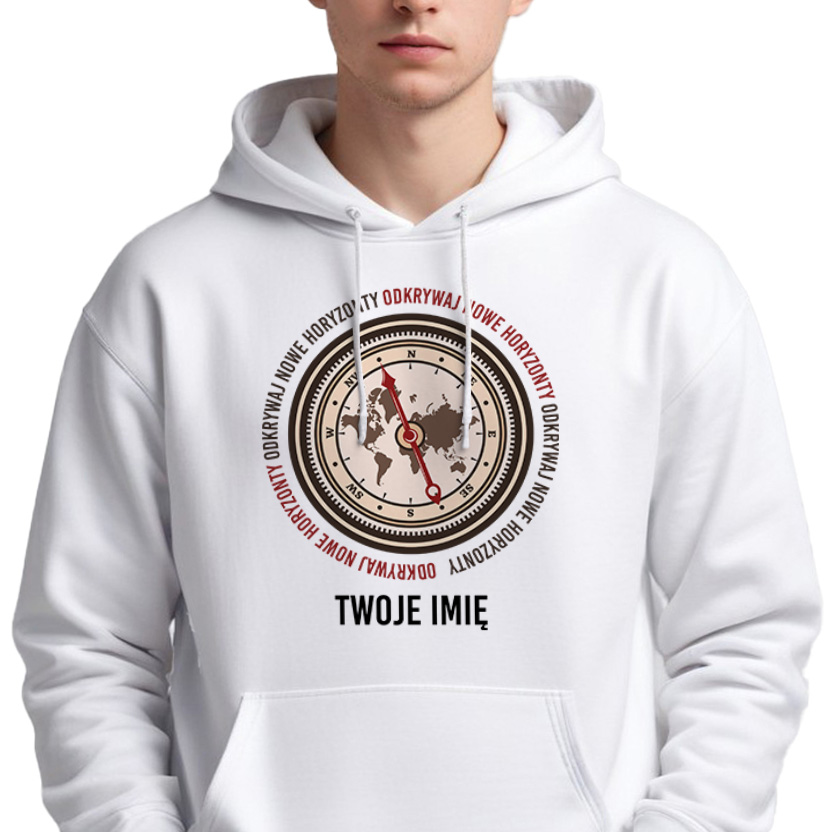Pánská Mikina Bílá Kapuce jako Dárek Objevujte Nové Obzory Jméno Vzory M