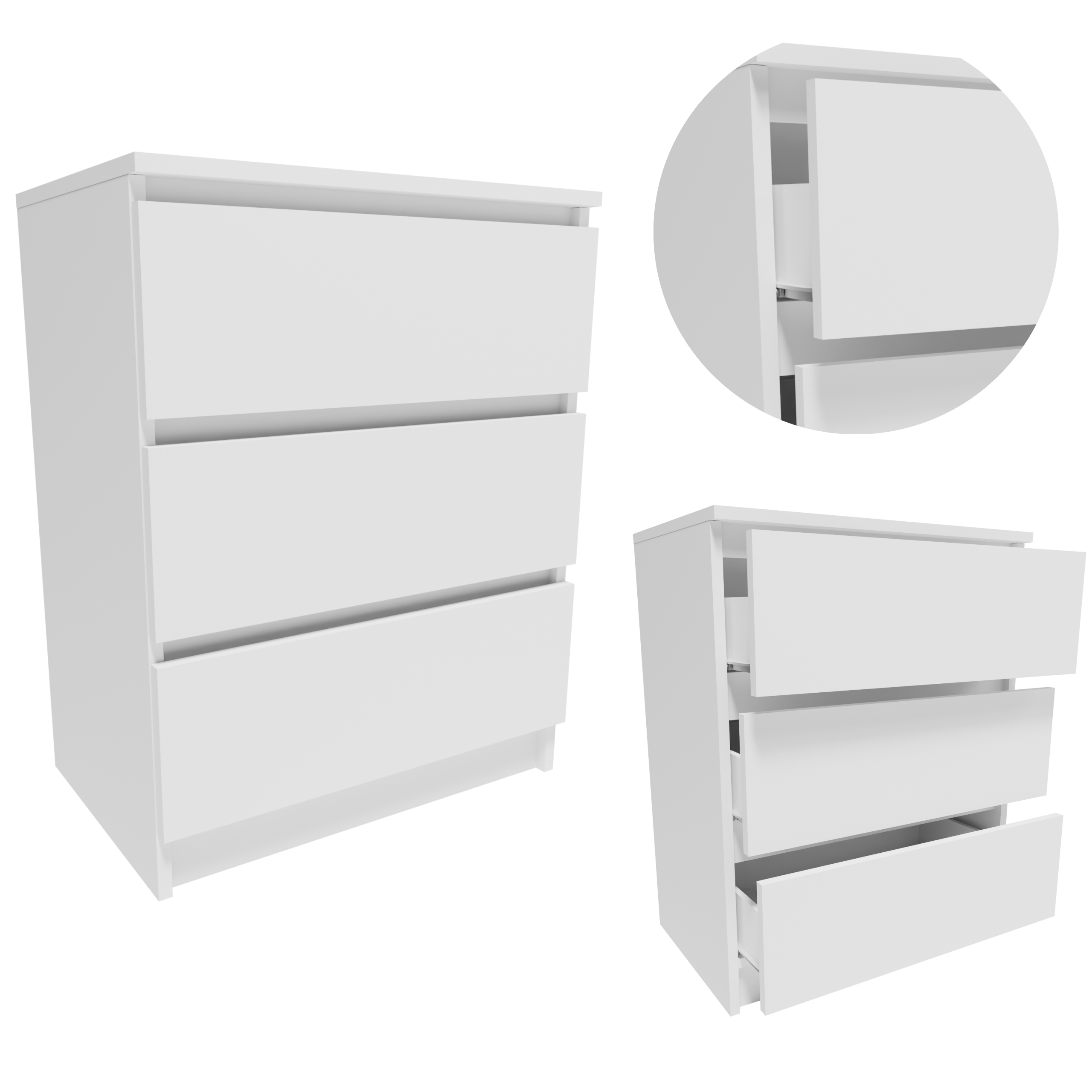 Komoda K603BIA bílá malá skříňka regál zásuvky na oblečení hračky knihy