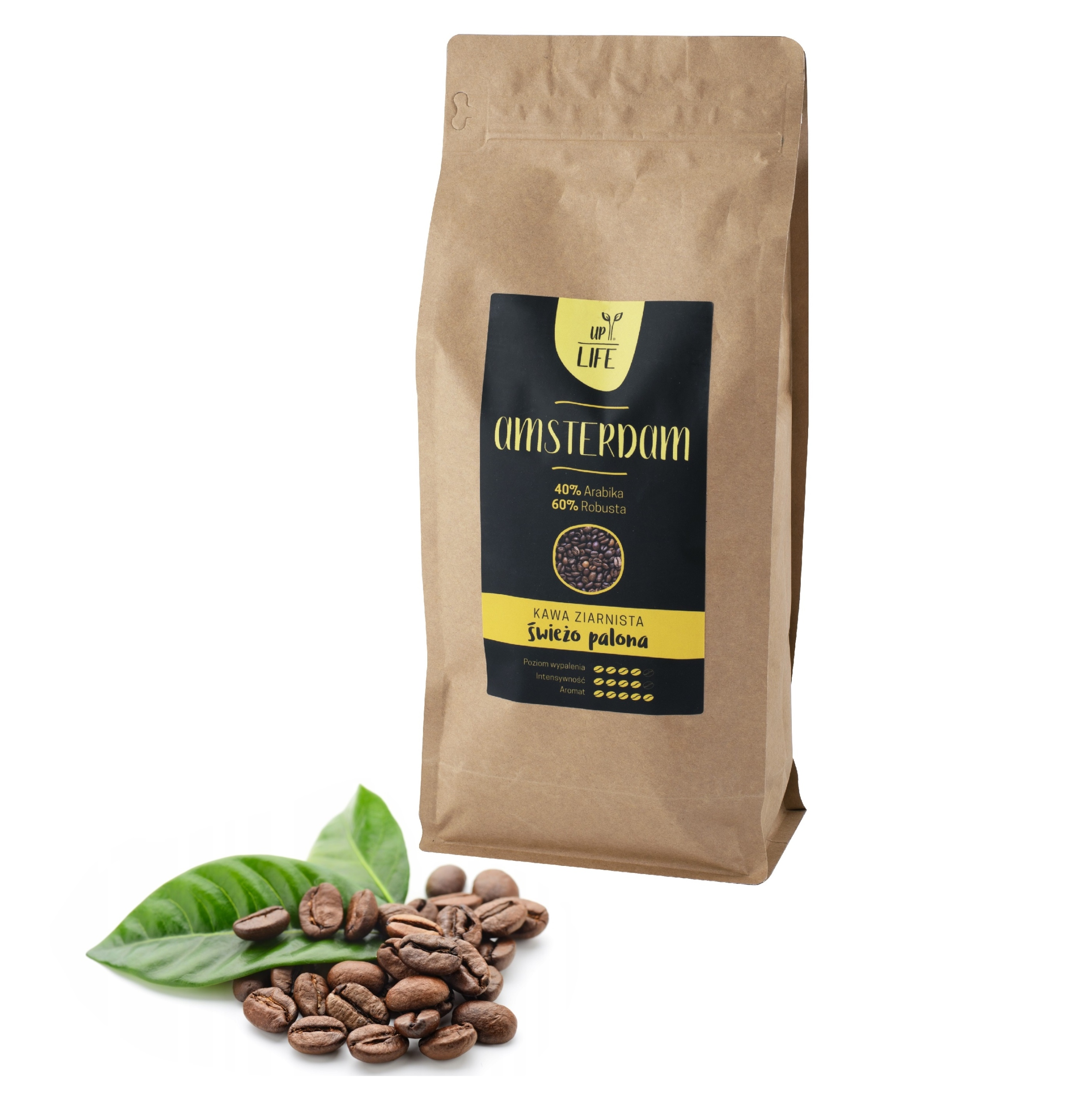 Mocna Kawa Ziarnista 1kg LifeUP Amsterdam kawa Arabica & Robusta kawa 1kg