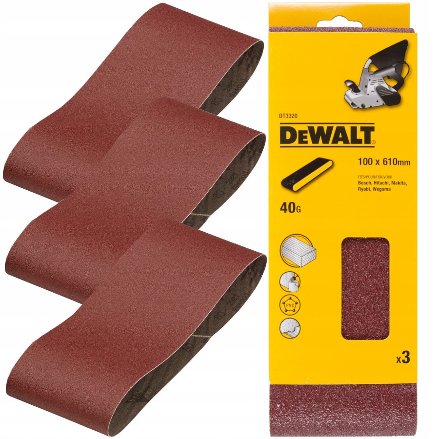 

Taśma szlifierska 100x610mm 3el P40 DeWalt DT3320