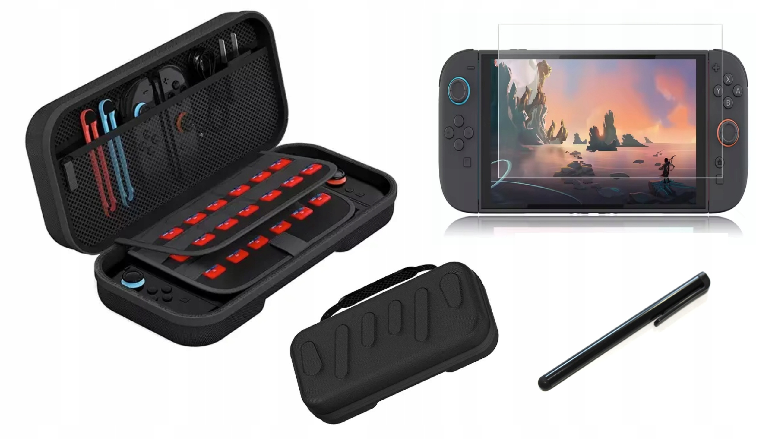 Etui wzmocnione EtuiTab do Nintendo Switch 2 czarne z akcesoriami