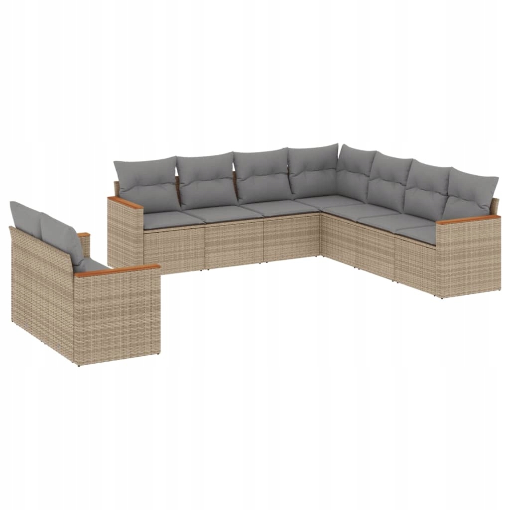 Set zahradního nábytku technorattan vidaXL béžový 9 el.