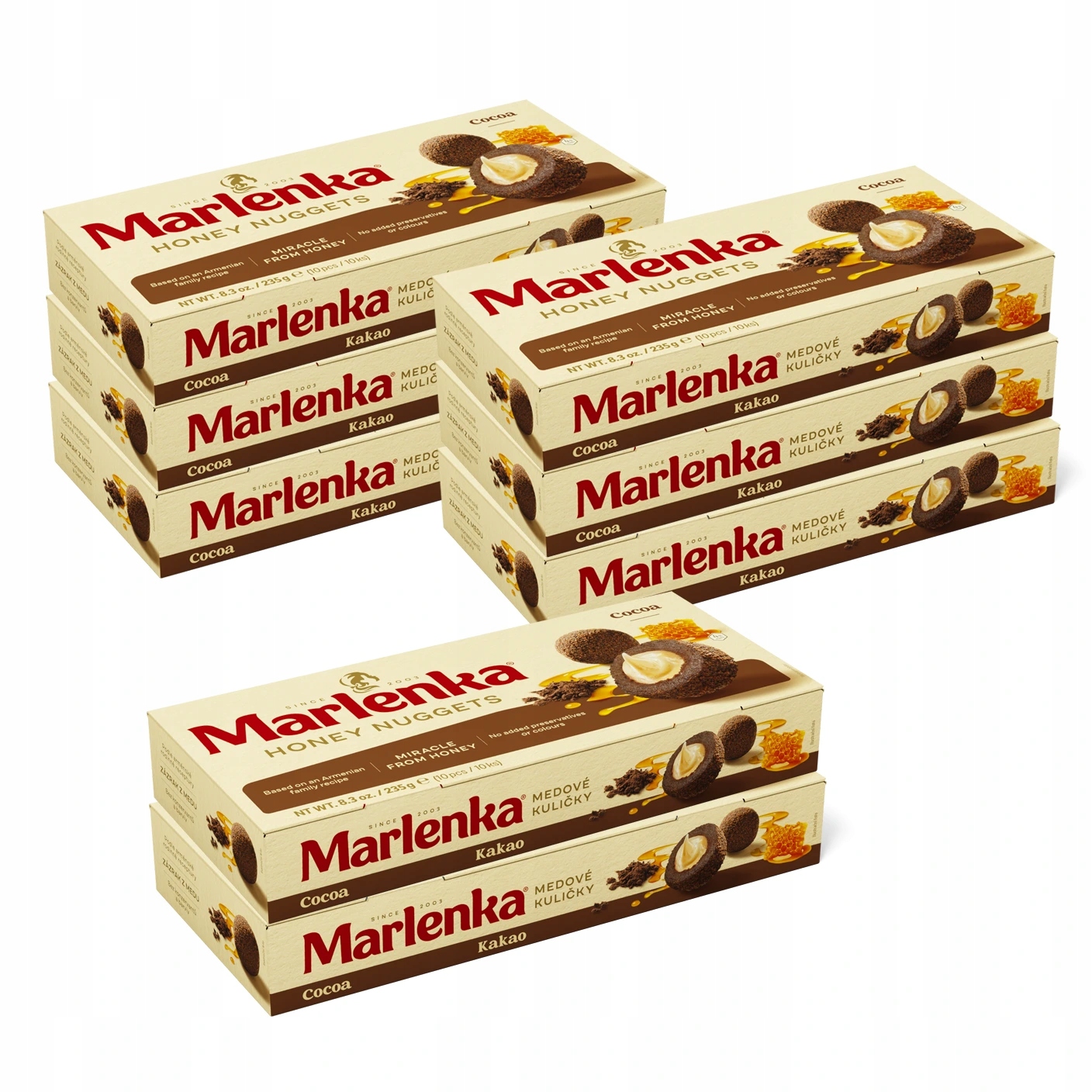 Levně Marlenka Akce 6+2 Medové Kuličky s kakaem 8 x 235 g