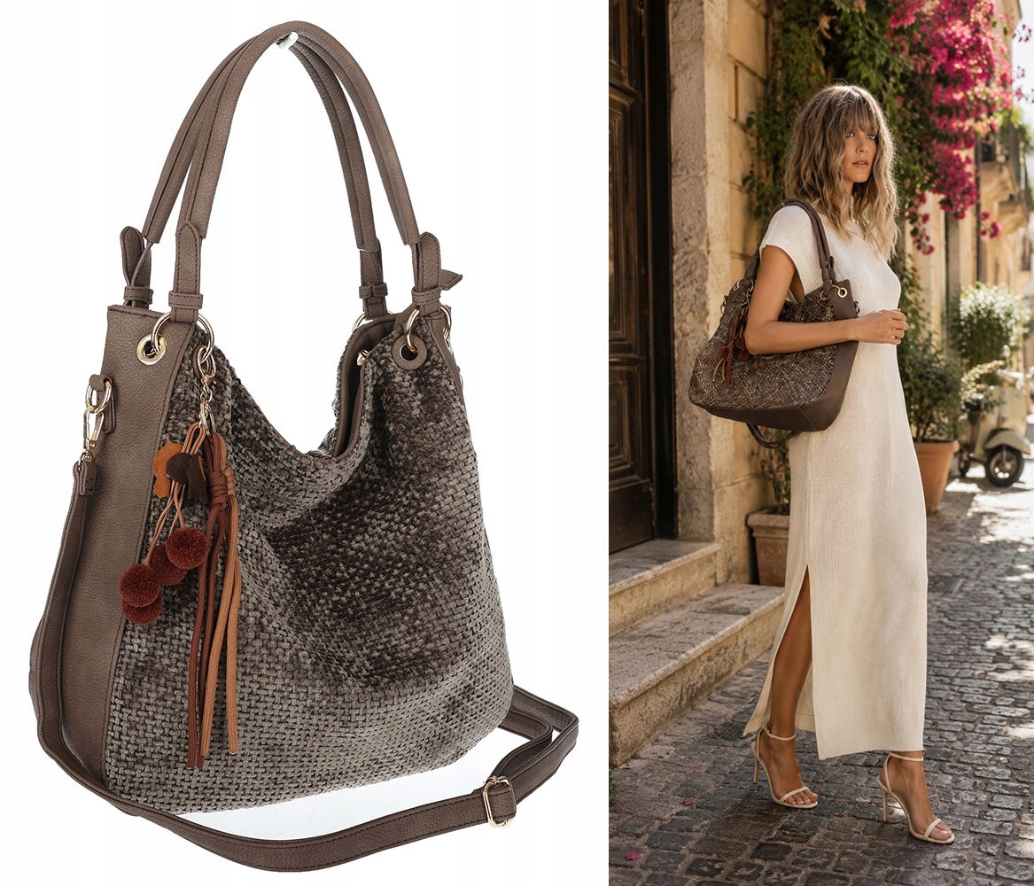 Dámská kabelka shopper semišová kabelka přes rameno LH622 Béžová