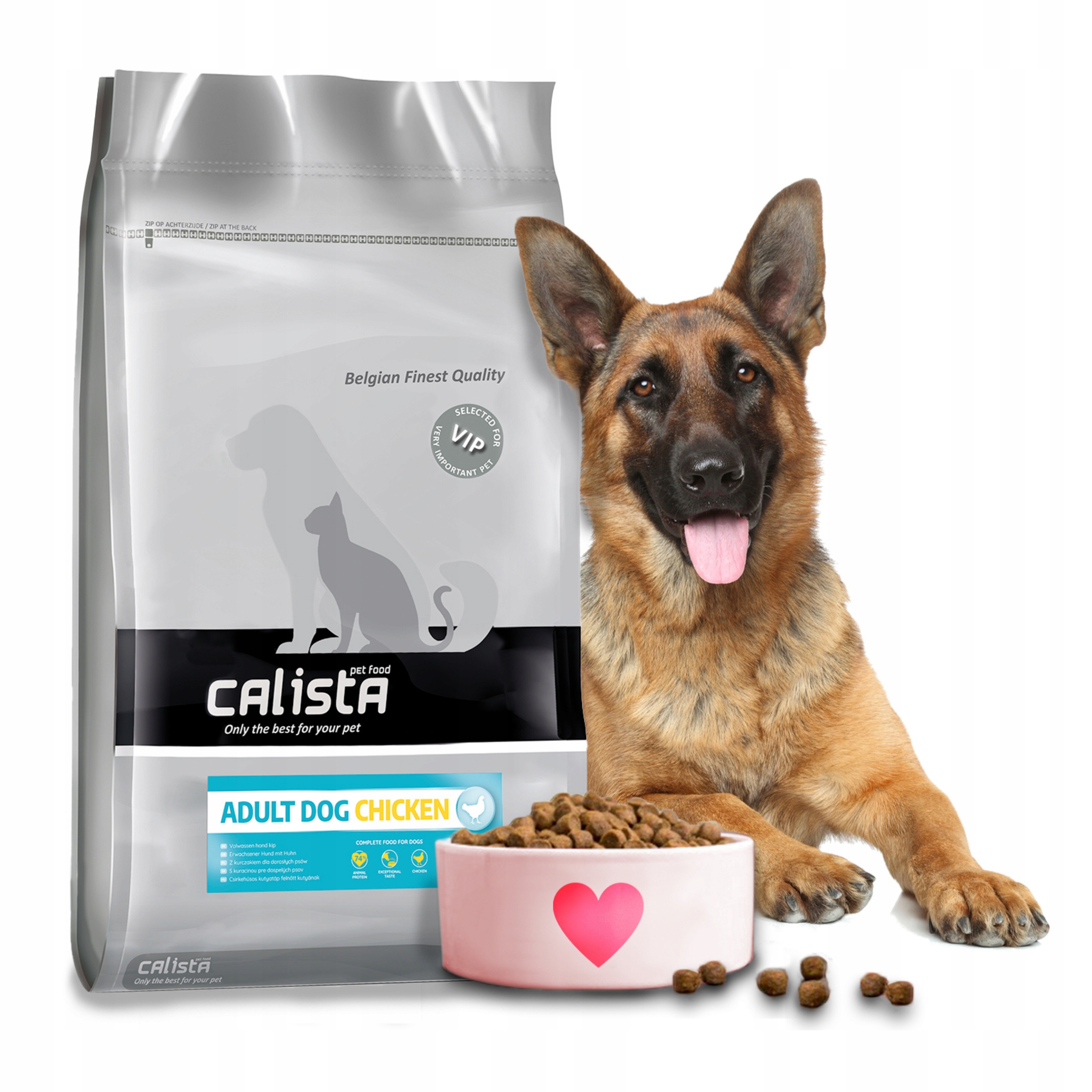 Levně Calista Krmivo Kuře S Vitamíny 12KG Pro Ovčáka, Labradora, Huskyho, Beagla