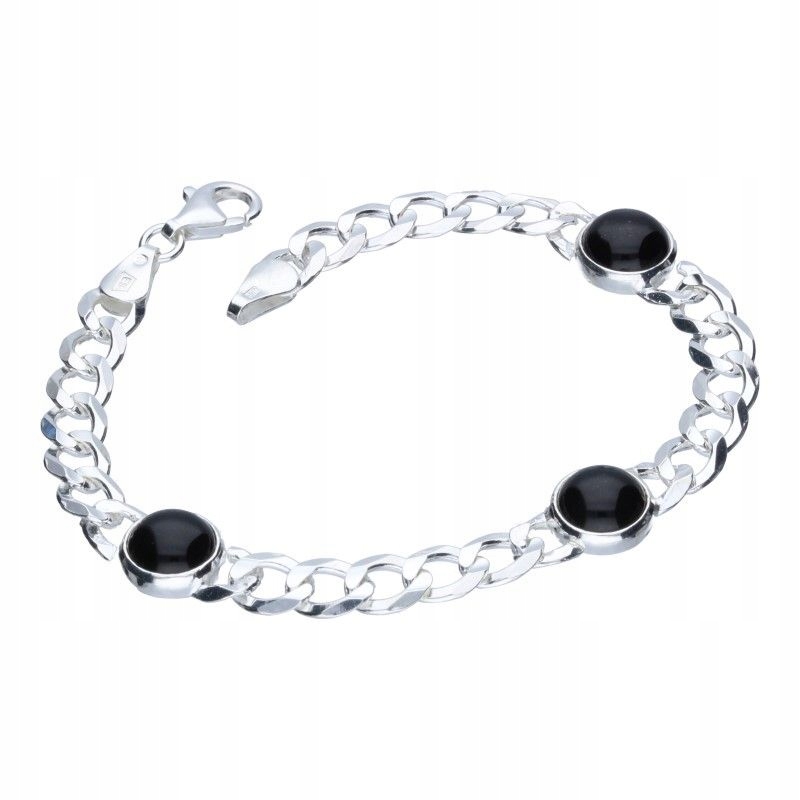 Náramek s onyxy stříbro 92 jako dárek 9.39 g přírodní kameny