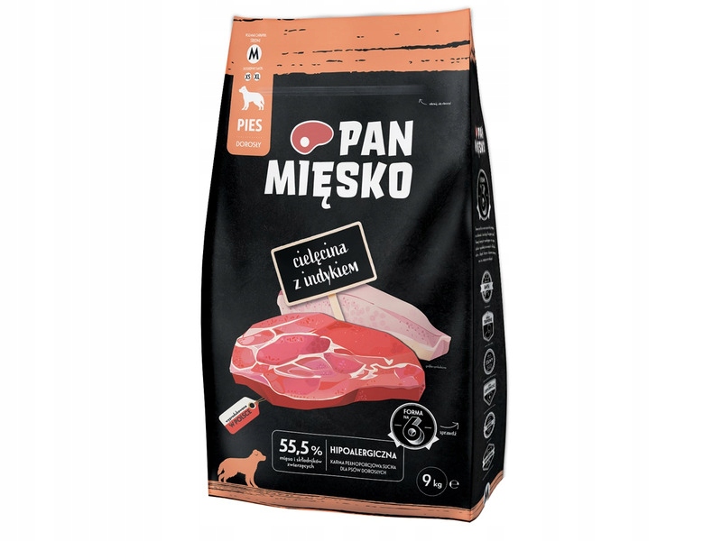 Karma dla psa Pan Mięsko Cielęcina z indykiem 9 kg