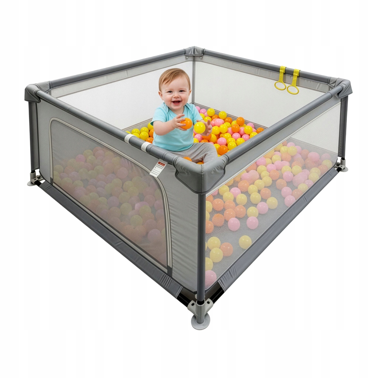 Kojec dla dzieci z piłkami 120x120 szary 10051358