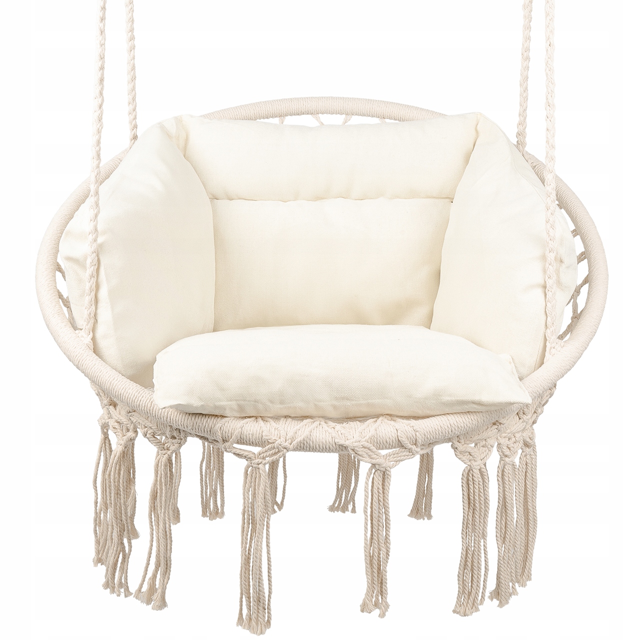 Fotel Wiszący Huśtawka Ogrodowa Boho Bocianie Gniazdo Z Poduszką 150KG